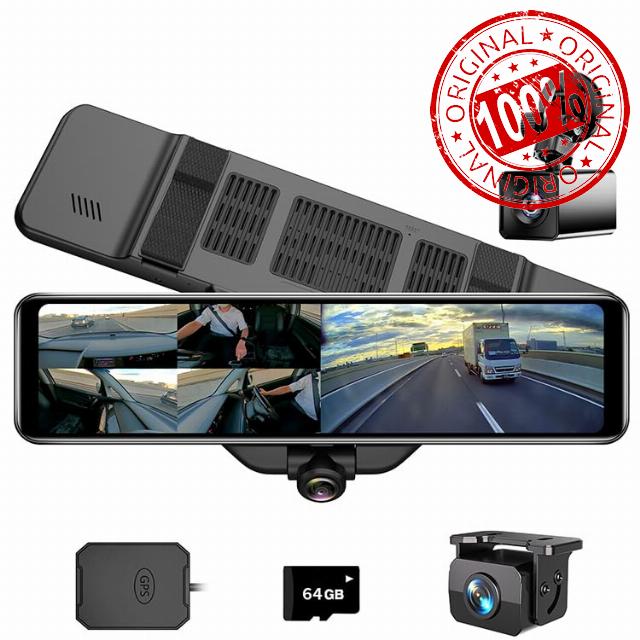 【2024 Newest】AKEEYO NV-360 11" FHD Mirror Dash Cam Backup Camera
