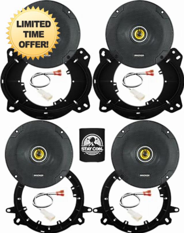KICKER Speakers 6.5 inch for Subaru Impreza 2017-2020 Upgrade Kit - 4 Pack of CS Series with Adapters and Harness