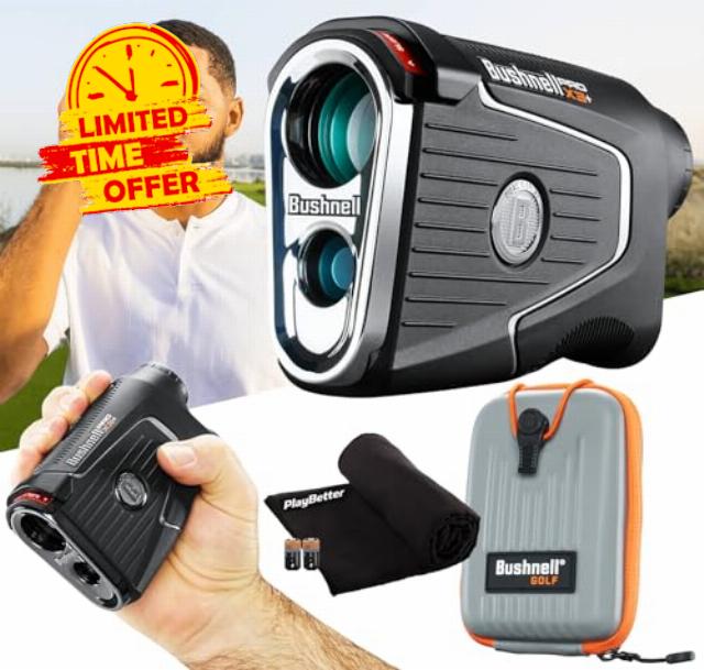 Bushnell Pro X3+ Plus Golf Laser Rangefinder Bundle - Wind Speed & Direction