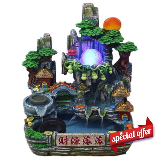 招财树脂工艺品假山流水喷泉摆件 Pendant 财源滚滚风水家居装饰开业礼713