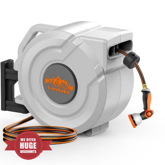 Retractable Garden Hose Reel-1/2 In X 100 Ft Wall Mounted Retractable Hose Reel