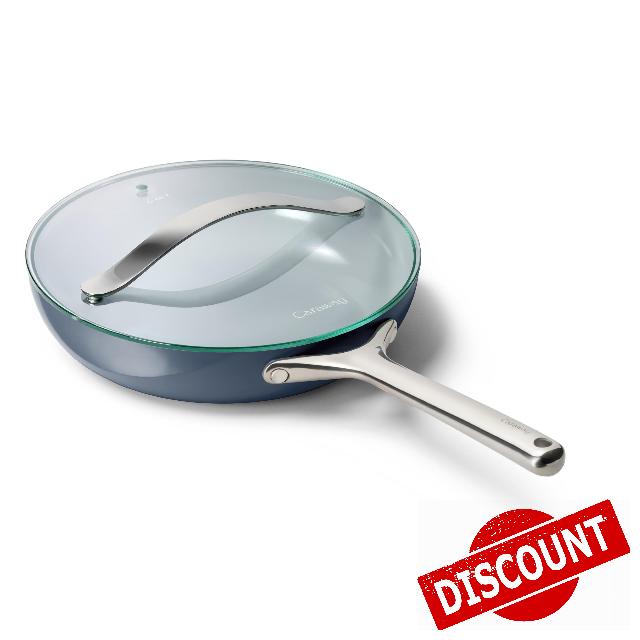 Caraway Nonstick Ceramic Frying Pan With Glass Lid (2.7 qt