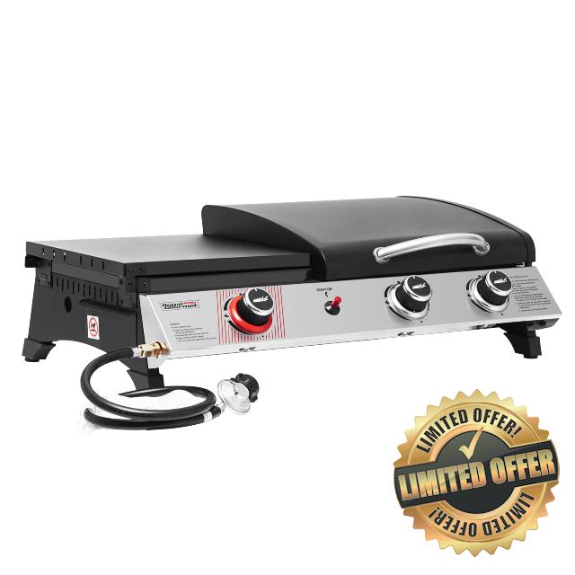 Royal Gourmet PD1305H 3-Burner Portable Propane Gas Grill and Griddle Combo with Lid