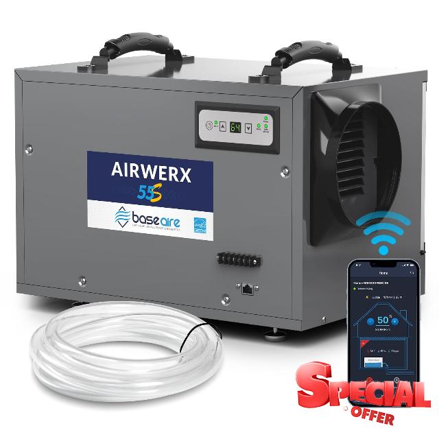 BaseAire 120 Pints Dehumidifier with WiFi for Crawl Spaces