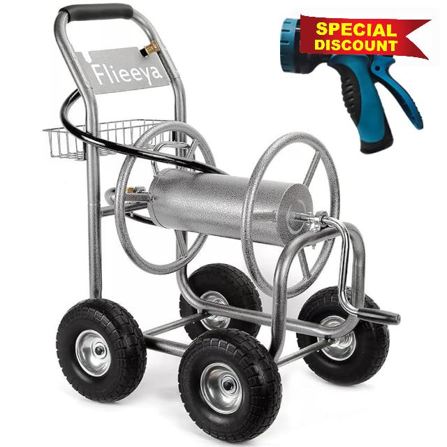 Garden Hose Reel Cart - Heavy Duty Steel with 200ft Capacity
