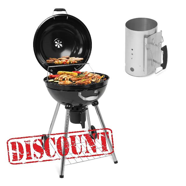 Multi-layer Enamel Charcoal Grills - Sturdy & Portable Charcoal Grill with Chimney Starter- Barbecue Grill for Outdoor Camping - Prevent Bending and Scratching(Diameter of Grid 21.06 inch)