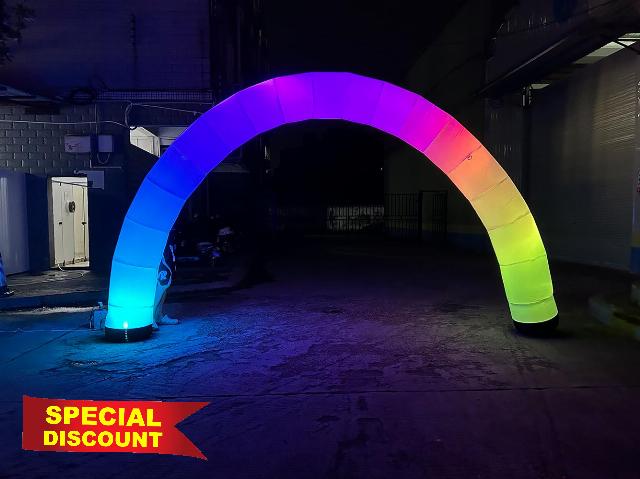 Inflatable Color Changing Arch Blow up LED Lighting Entrance Arch with Blower Color Change Lighting Archway for Wedding Event Parties Decoration(4.5m Width)