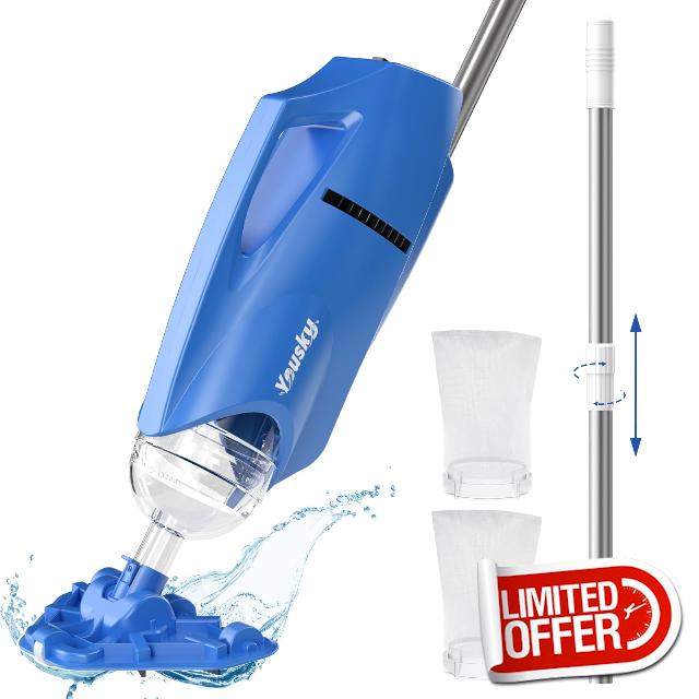 Pool Vacuum for above Ground Pool: Cordless Handheld Pool Vacuum w/Telescopic Pole