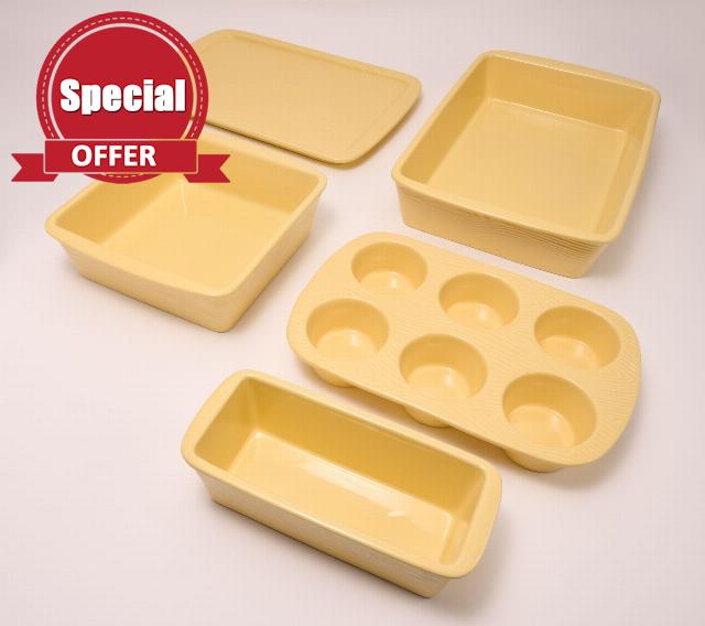 Temp-tations 5 pc Essentials Baking Set: 4 Qt Lasagna Casserole Dish w/Lid-It (Tray)