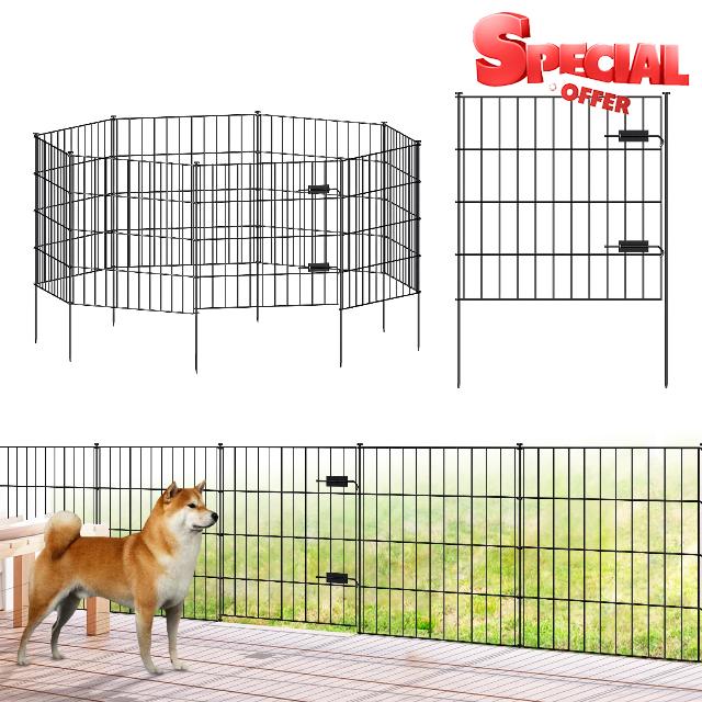 Metal Garden Fence with Gate 28in (H) x 18.7ft (L)