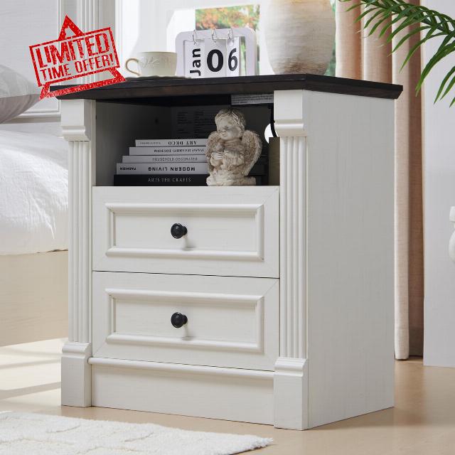 26" Tall Farmhouse Nightstand with Charging Station
