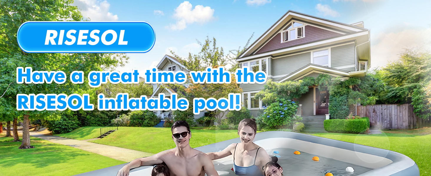 RISESOL Extra Large Inflatable Swimming Pool with Filter Sprinkler 120