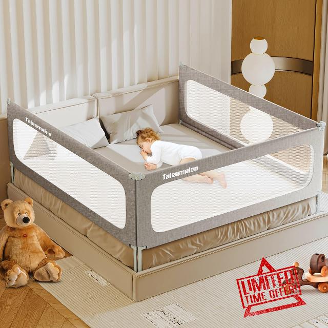 Bed Rail for Toddlers - 3 Pack Toddler Bed Rails U Shape Baby Bed Rail Guard with Child Lock | Height Adjustable Kids Bed Guard Rail Safety Side Rails for Queen Size Bed (78.7×78.7x59'')