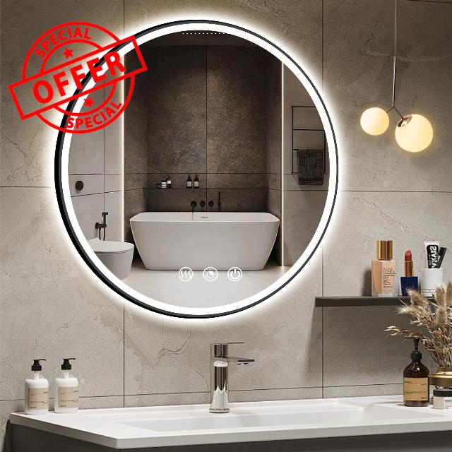 Round Frame LED Bathroom Mirror 32Inch