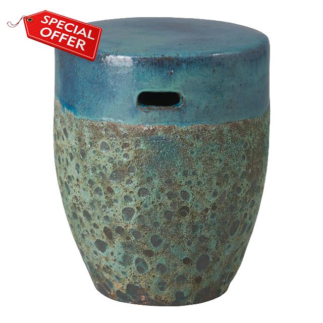 Emissary Round Stool Reef/Teal 14X18 H