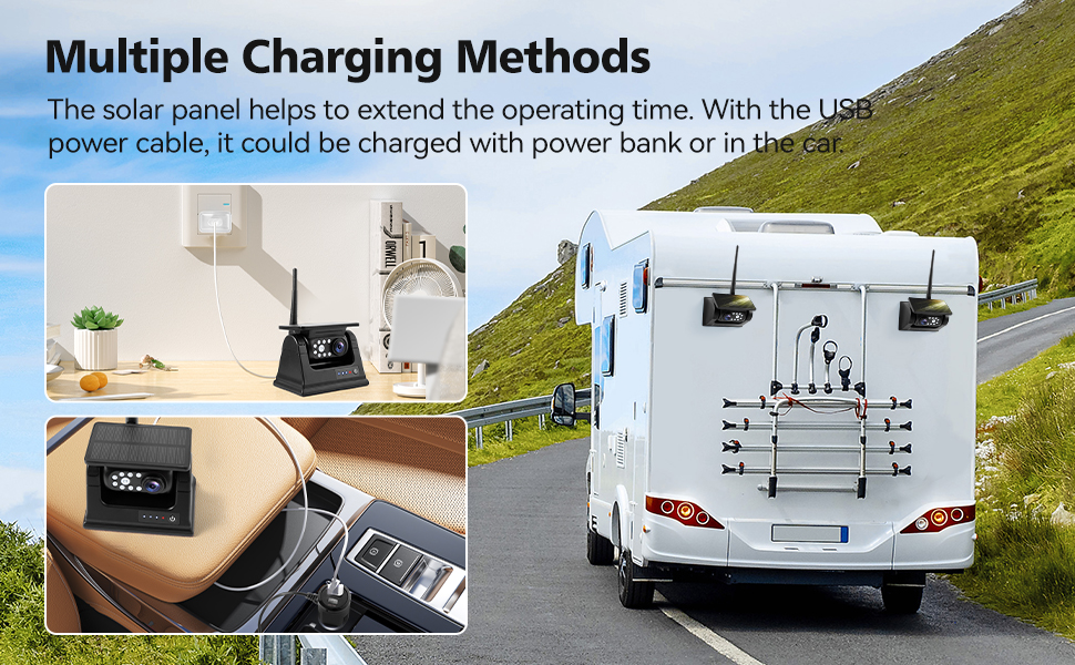 WOOCARTY 7 inch magnetic solar backup camera system