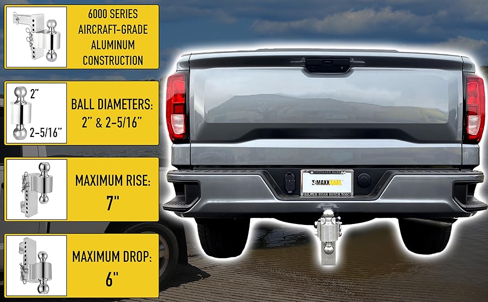 Fastway Uriah ball mount adjustable dual aluminum trailer towing coupler drop rise haul tow RV truck