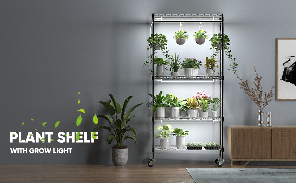 plant shelf with grow light