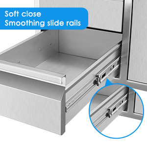 outdoor kitchen drawers combo stainless steel large bbq storage canbinets 3 drawers 2 trash cans