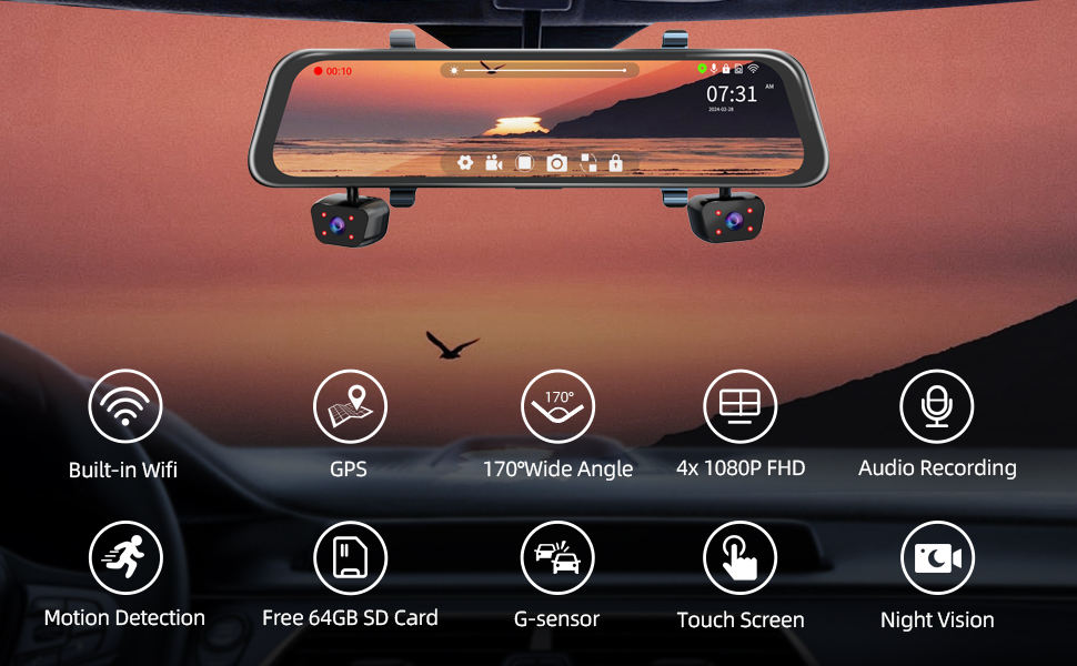 Mirror dash cam function