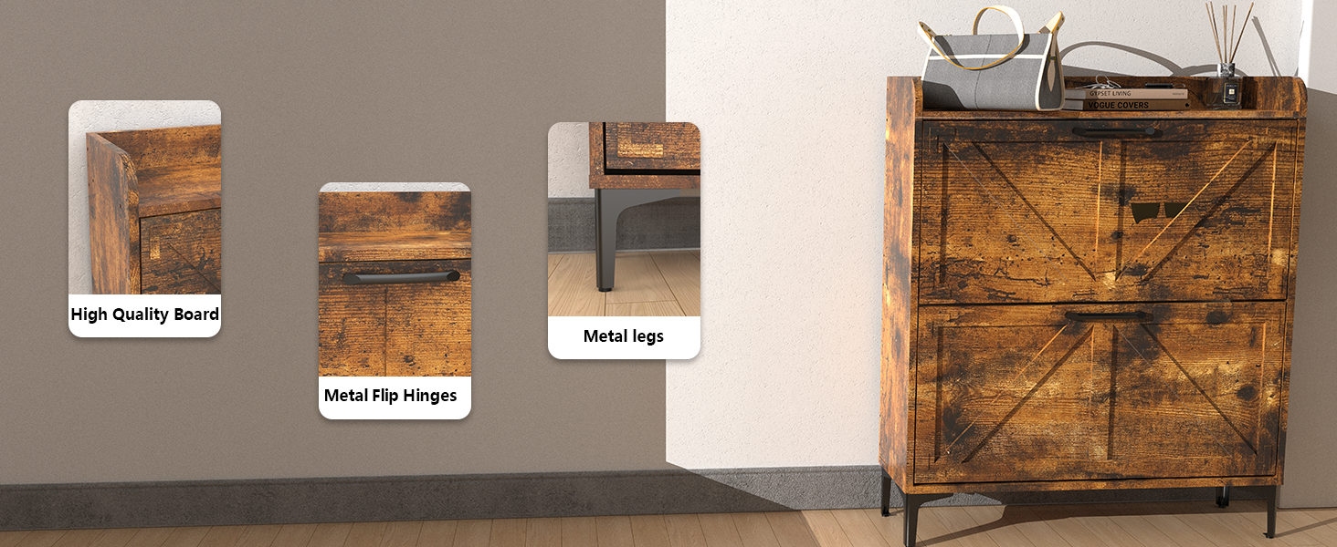 Shoe Storage Cabinet with 2 Flip Drawers
