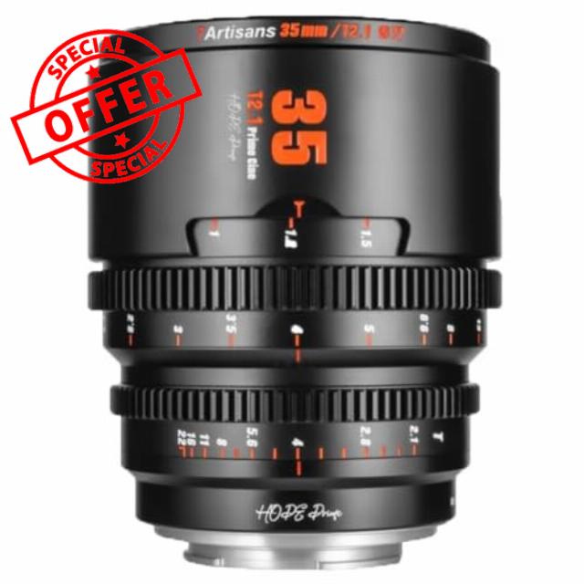 7artisans 10mm/16mm/25mm/35mm/50mm/85mm T2.1 Cine Lens for Sony E Mount APS-C 260° Ultra Long Focus Large Aperture Prime Mirrorless Camera Lens for Portraiture/Street Photography/Humanistic(35mm)