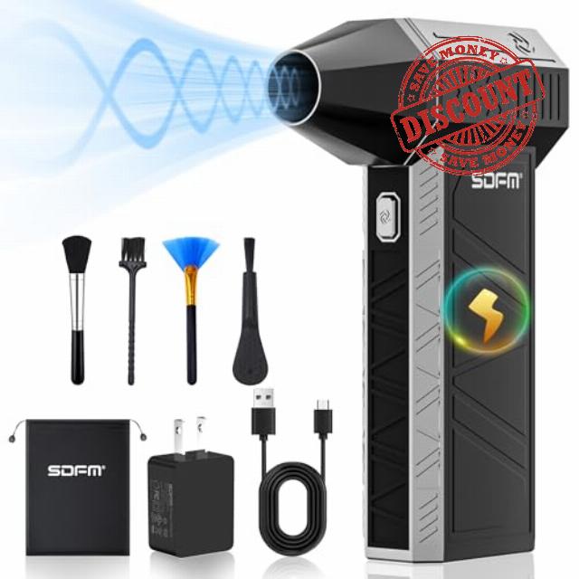 SDFM Electric Air Duster - 130000RPM Compressed Air Duster,3 Gear Adjustable Jet Dry Blower can Reusable Can for Computer Keyboard