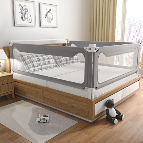 Upgrade Height Adjustable Baby Rail Guard Specially Designed for Queen Size Bed (3 Pack:78.7x78.7x59”)