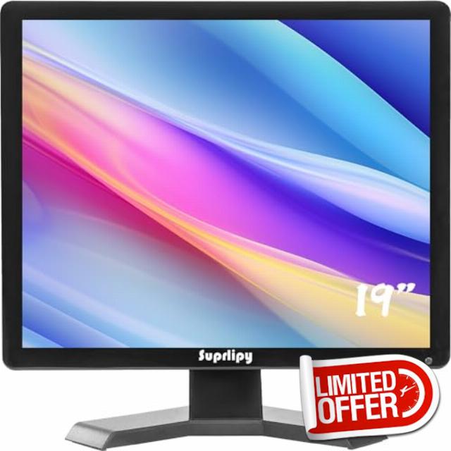 19 Inch TFT LCD Security CCTV Monitor 1280x1024 4:3 Resolution Color Display Screen Support HDMI/VGA/AV/BNC/USB Input with Remote Control Built-in Speakers for CCTV Surveillance Camera STB
