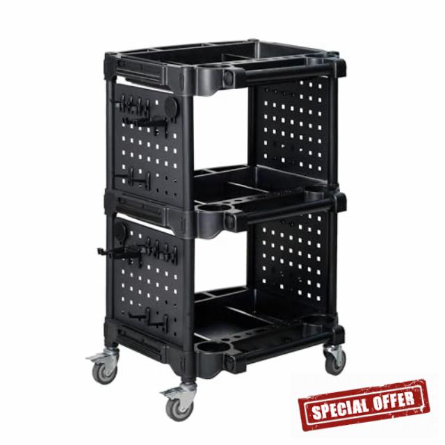 Auto Detailing Tool Cart with Pegboard-Car Detailing Organizer for Garage DIY Home Studio Projects