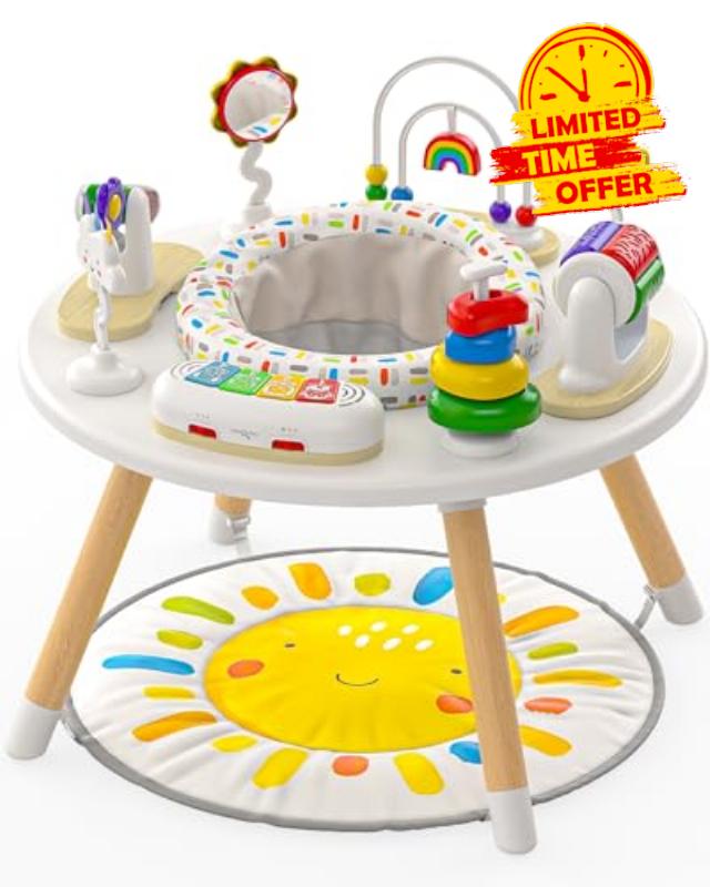 Move2Play 4-in-1 Baby Activity Center | Montessori-Inspired Design | 8 Interactive Toys | Tummy Time