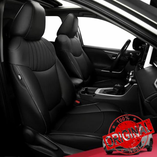 FREESOO RAV4 Front Seat Covers 2pcs - Custom Fit Car Seat Covers for Toyota RAV4 Front Seats Only 2019-2024 LE XLE Limited XLE Premium Hybrid - Front Bucket Seat Leather Covers Waterproof - Black