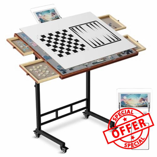 Puzzle Table with Drawers
