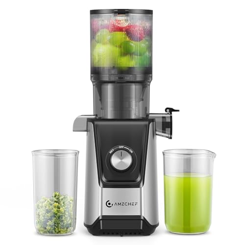 AMZCHEF Slow Masticating Juicer with 4.25" Large Feed Chute Fit Whole Fruits & Vegetables