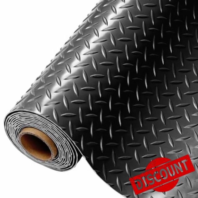 Garage Floor Mat Roll - 7.5' x 17' - 2.4mm Thick PVC Garage Flooring Roll - Garage Mats for Floor - Garage Floor Mats for Under Car - Garage Diamond Floor Mats - Black Garage Carpet for Floor