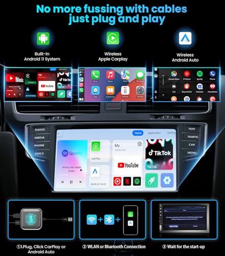 Upgrade LED Wireless Android Auto HDMI Dongle for Phone to Miracast/Stream Media to Car/TV