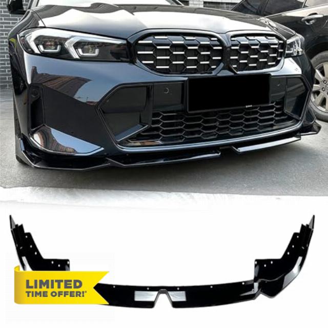 Front Bumper Lip Compatible with BMW G20 3-Series 330e 330i M340i 320i M-Sport Only 2023 2024 Glossy Black Front Bumper ABS Front Lip Spoiler Splitter