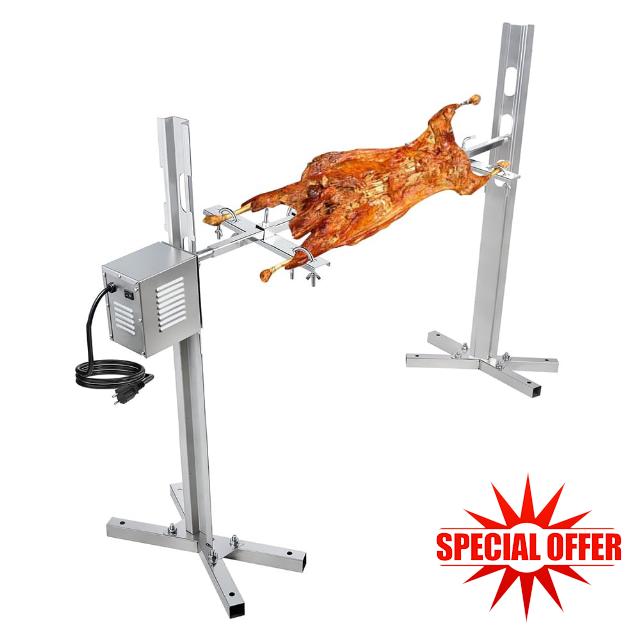 BBQ Grill Rotisserie Kit Up to 220lb Pig Spit Rotisserie Grill Roaster Heavy Duty for Pig Rotisserie Hog Lamb Outdoor Party Campfire Barbecue