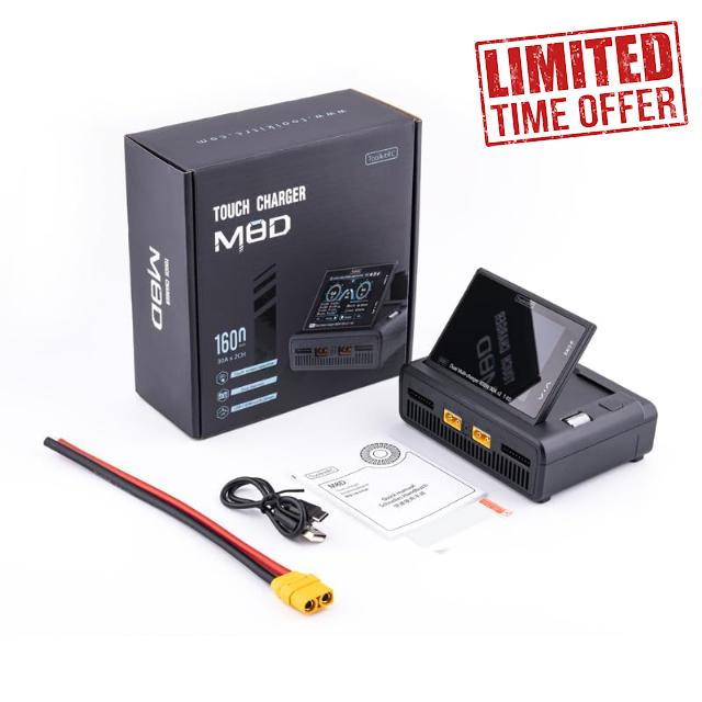 ToolkitRC M8D Dual Channels 50A DC Balance Touch Screen Charger 65W 1600W Fast Charge for 1-8S Lipo Battery for Rc FPV Drone Car