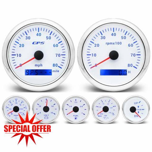 ARTILAURA 7 Gauge Set 3-3/8" 85mm GPS Speedometer