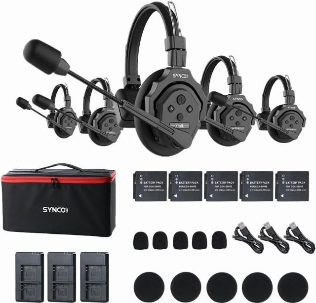 EACHSHOT SYNCO XTalk X5 2.4GHz Wireless Headset Intercom System Microphone Random Master Device 350m Operating Range for Movie Shoot Live Show Stage Performance Real-time Monitoring (5Pcs)