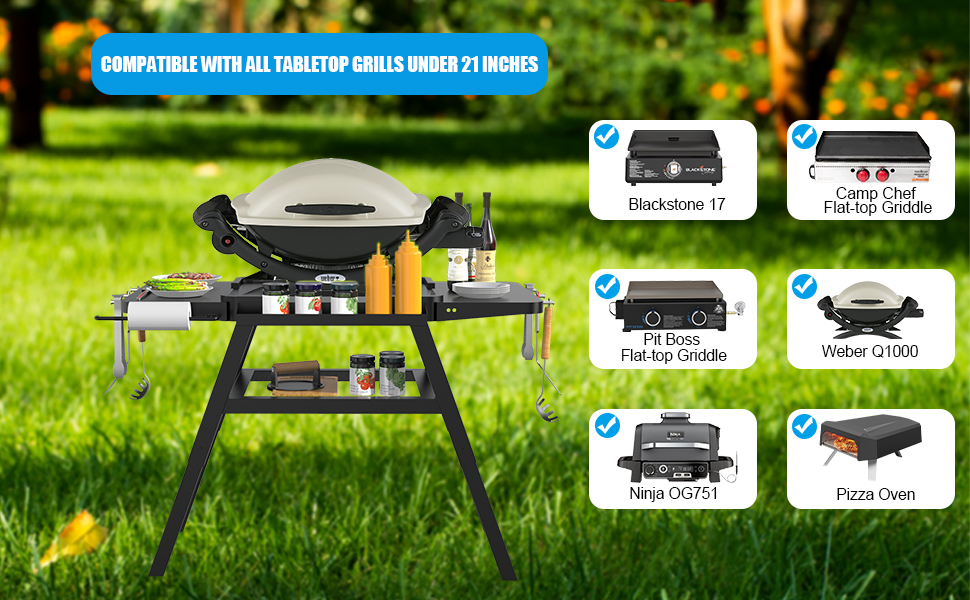 Adjustable Grill Cart Table