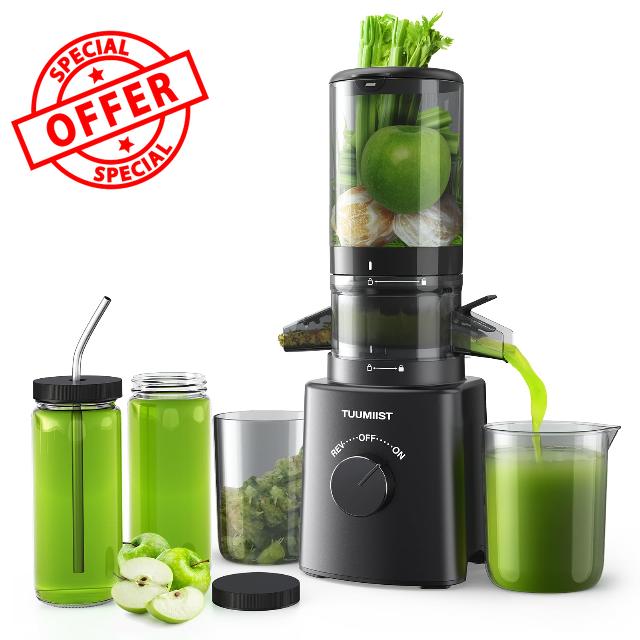 Cold Press Juicer with 8 Juice Bottles - Masticating Juicer Machines for Fruits and Veggies