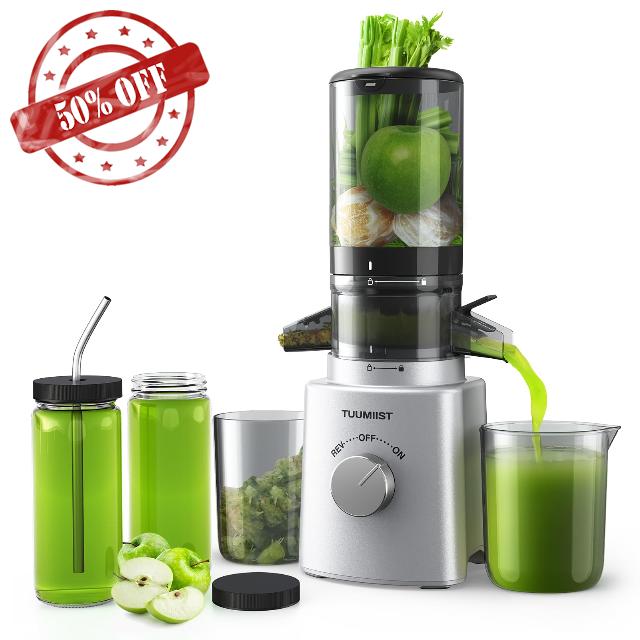 Cold Press Juicer with 8 Juice Bottles - Masticating Juicer Machines for Fruits and Veggies