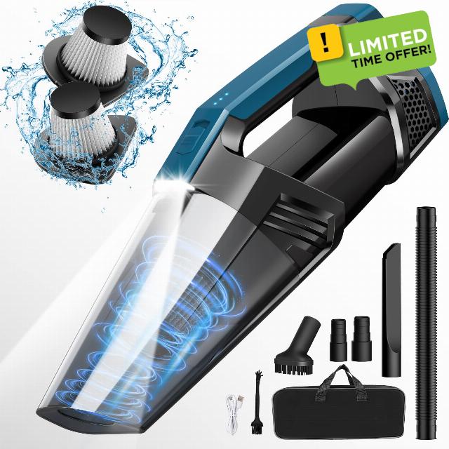 Cordless Car Vacuum Lightweight High Power Handheld Vacuum Cleaner with LED Light