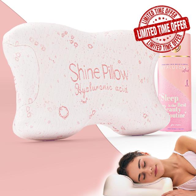 Memory Foam Beauty Pillow with Hyaluronic Acid | Ergonomic Height Adjustable Anti Aging Pillow | Flawless Face Pillow | Anti Wrinkle Pillow | Cervical Neck