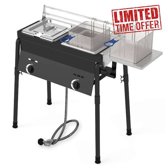 Dual Tank Propane Fryer - Commercial Grade