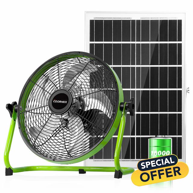 12'' Solar Powered Floor Fan Rechargeble