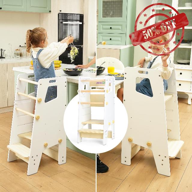 Toddler Tower - Adjustable Montessori Multi-Use Toddler Kitchen Stool Helper