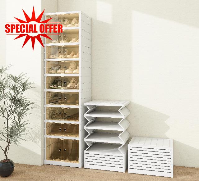 FLEXIMOUNTS Shoe Rack Organizer Storage Box 9 Tiers-18 Pairs